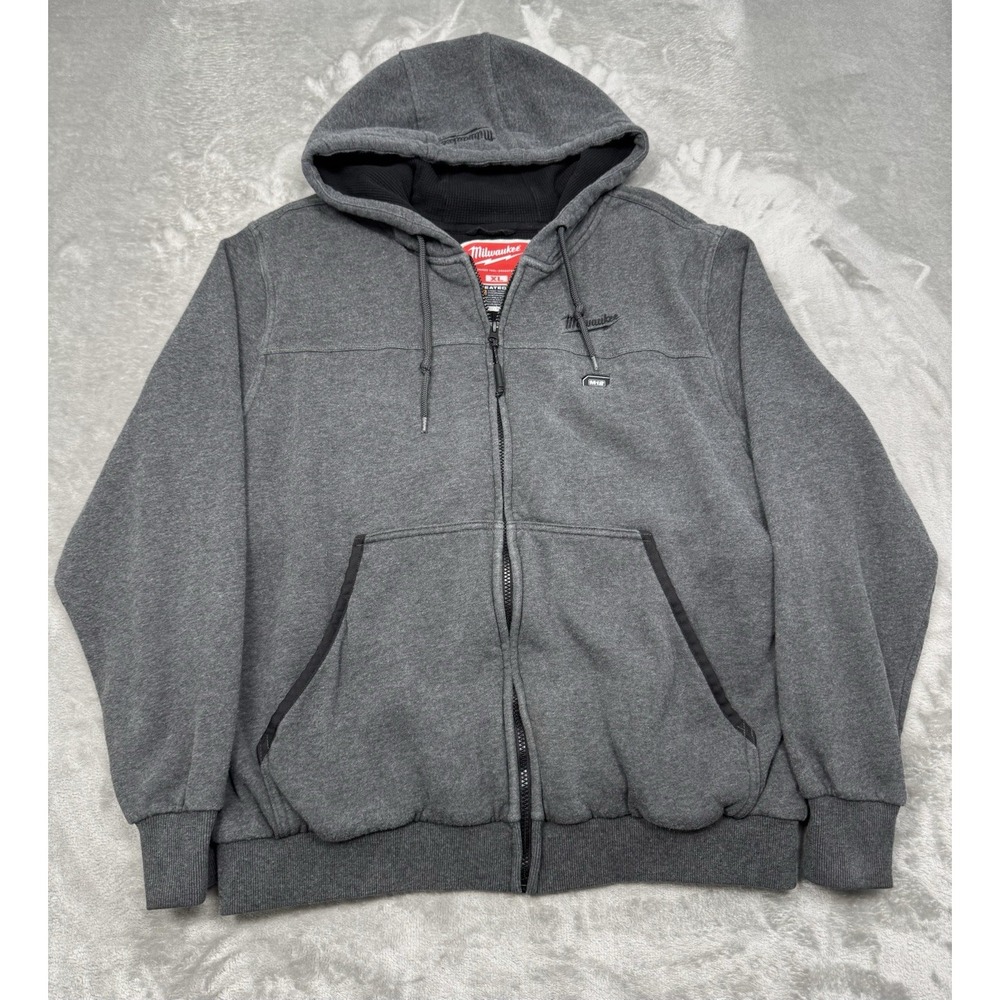 Milwaukee Heated Jacket Mens XL Gray M12 Hoodie Sweatshirt Full Zip Workwear
